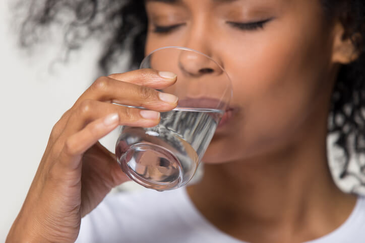 woman drinking water