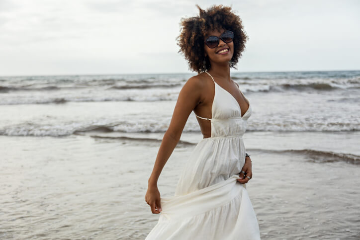 woman in a summer breeze dress style