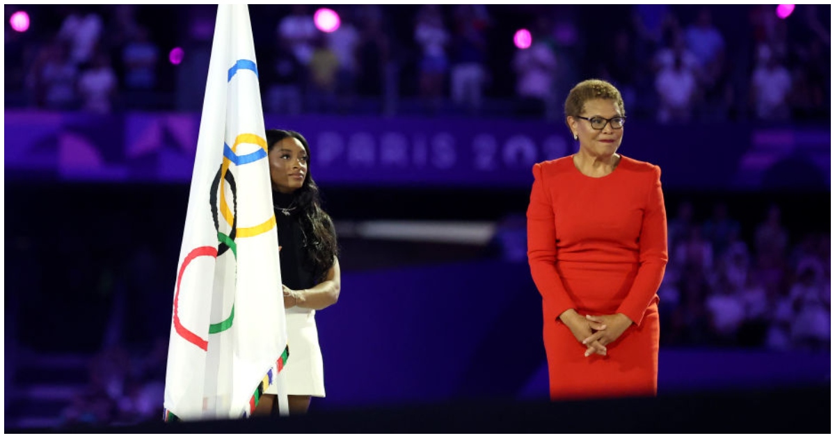 Simone Biles Olympic flag bearer